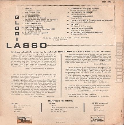 [Pochette de Sign : Gloria lasso (Gloria LASSO) - verso]