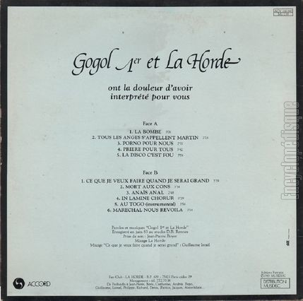 [Pochette de Hencor’pir (GOGOL (GOGOL 1er et la HORDE)) - verso]