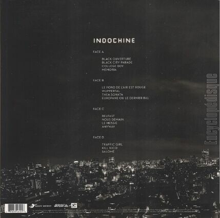 [Pochette de Black City Parade (INDOCHINE) - verso]