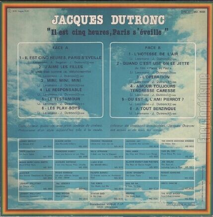 [Pochette de Il est cinq heures, Paris s’veille (Jacques DUTRONC) - verso]