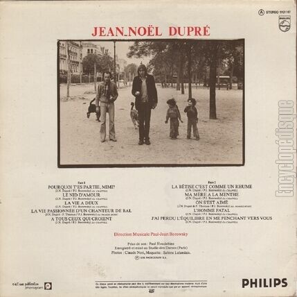 [Pochette de J’ai perdu l’quilibre en me penchant vers vous (Jean-Nol DUPR) - verso]