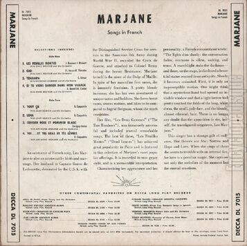 [Pochette de Songs in french (MARJANE) - verso]