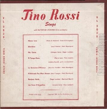 [Pochette de Tino Rossi sings (Tino ROSSI) - verso]