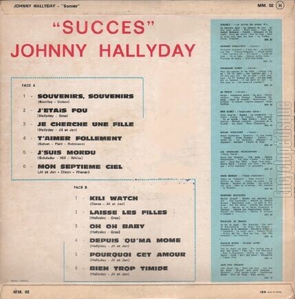 [Pochette de Succs (Johnny HALLYDAY) - verso]