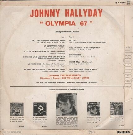 [Pochette de Olympia 67 (Johnny HALLYDAY) - verso]