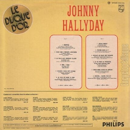 [Pochette de Le disque d’Or (Johnny HALLYDAY) - verso]