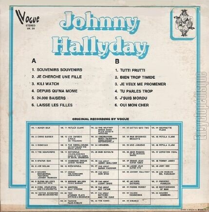 [Pochette de Souvenirs souvenirs - 24.000 baisers - Tutti frutti (Johnny HALLYDAY) - verso]