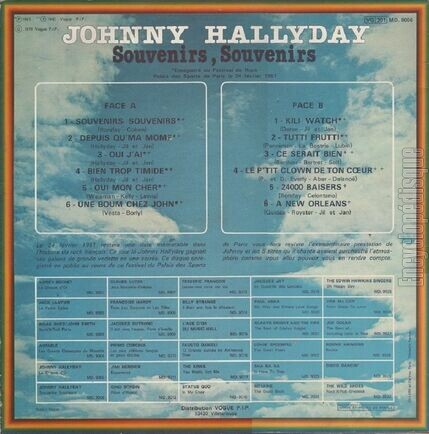 [Pochette de Souvenirs, Souvenirs (Johnny HALLYDAY) - verso]