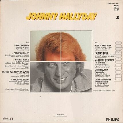 [Pochette de Johnny Hallyday -2- (Johnny HALLYDAY) - verso]