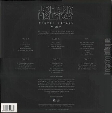 [Pochette de Rester vivant Tour (Johnny HALLYDAY) - verso]