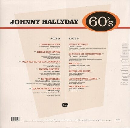 [Pochette de Best of 60’s (Johnny HALLYDAY) - verso]