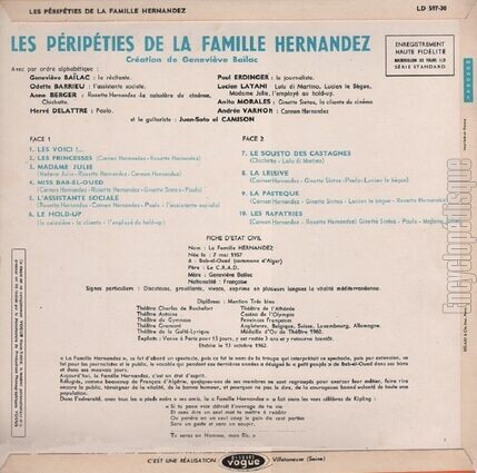 [Pochette de Les pripties de la famille Hernandez (La FAMILLE HERNANDEZ) - verso]