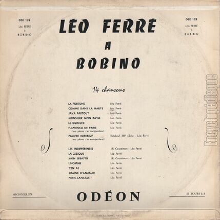 [Pochette de Lo ferr  Bobino (Lo FERR) - verso]