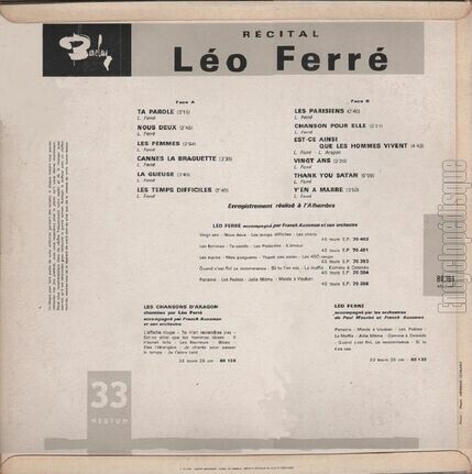 [Pochette de Lo Ferr  l’Alhambra (Lo FERR) - verso]