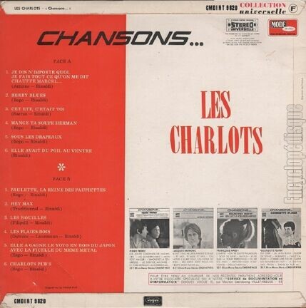 [Pochette de Chansons… (Les CHARLOTS) - verso]