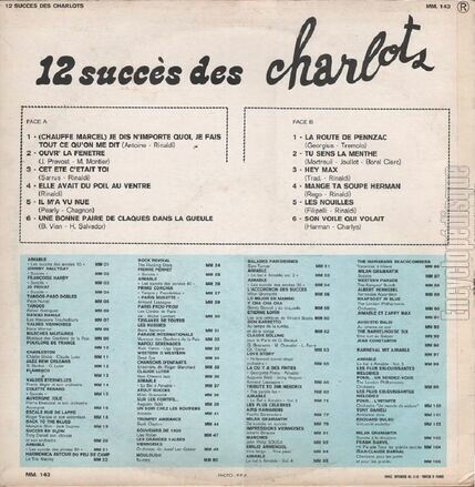 [Pochette de 12 succs des Charlots (Les CHARLOTS) - verso]