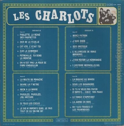 [Pochette de Le double disque d’or des Charlots (Les CHARLOTS) - verso]