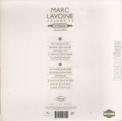 [Pochette de Volume 10 (Marc LAVOINE) - verso]