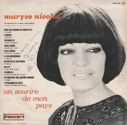 [Pochette de Un sourire de mon pays (Maryse NICOLA) - verso]