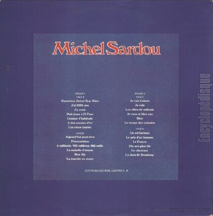 [Pochette de Palais des congres (Michel SARDOU) - verso]