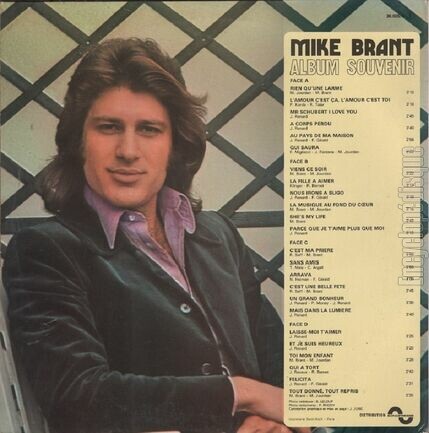 [Pochette de Album souvenir (Mike BRANT) - verso]