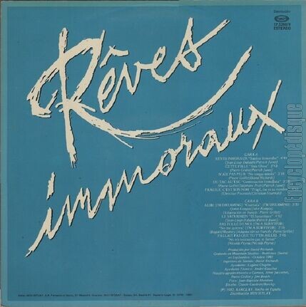 [Pochette de Rves immoraux (Sueos inmorales) (Patrick JUVET) - verso]