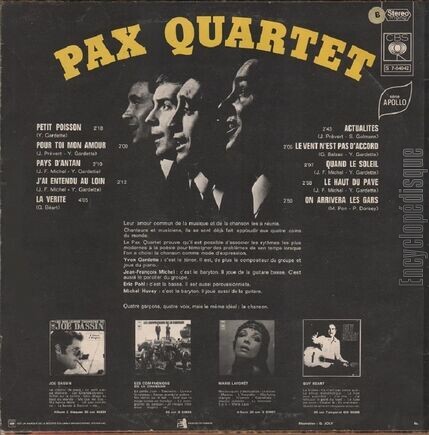 [Pochette de Pax Quartet (PAX QUARTET) - verso]