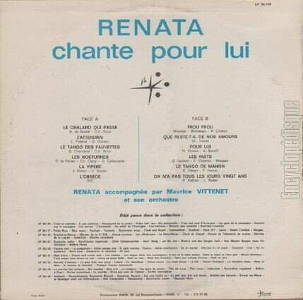 [Pochette de Renata chante pour lui (Renata (2)) - verso]