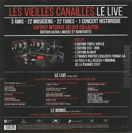 [Pochette de les vieilles canailles - Le live (Johnny HALLYDAY) - verso]