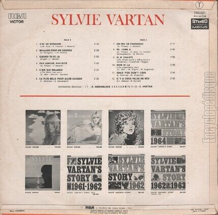 [Pochette de Sylvie (Sylvie VARTAN) - verso]