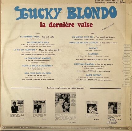 [Pochette de La dernire valse (Lucky BLONDO) - verso]