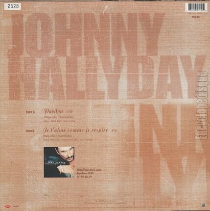 [Pochette de Pardon (Johnny HALLYDAY) - verso]