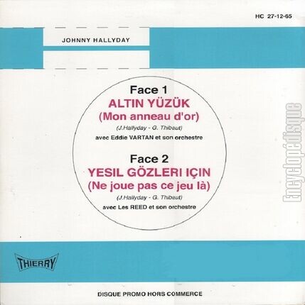 [Pochette de Altin yzuk (Mon anneau d’or) (Johnny HALLYDAY) - verso]