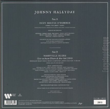 [Pochette de Deux sortes d’hommes - Nashville blues (Johnny HALLYDAY) - verso]