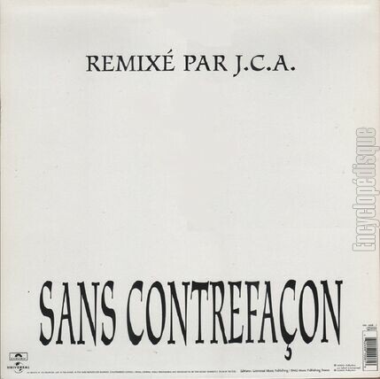 [Pochette de Sans contrefaon - Remix par J.C.A (Mylne FARMER) - verso]