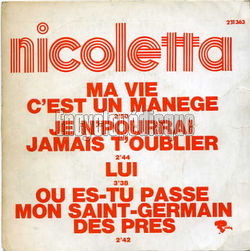 [Pochette de Ma vie, c’est un mange (NICOLETTA)]