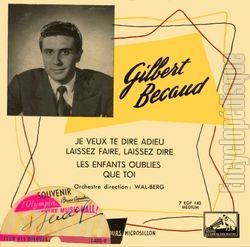 [Pochette de Je veux te dire adieu (Gilbert BCAUD)]