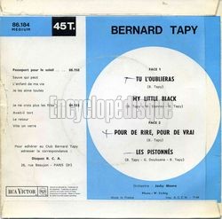 [Pochette de Tu l’oublieras (Bernard TAPY) - verso]