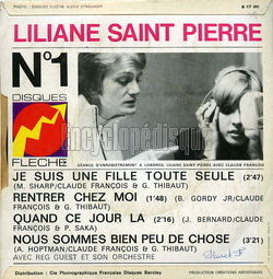 [Pochette de Je suis une fille toute seule (Liliane SAINT PIERRE) - verso]