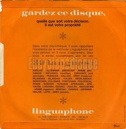 [Pochette de Linguaphone, disque de dmonstration (PUBLICIT) - verso]