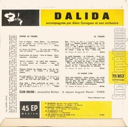 [Pochette de Il silenzio - Bonsoir mon amour (DALIDA) - verso]