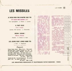 [Pochette de Je n’en veux pas d’autre que toi (Les MISSILES) - verso]