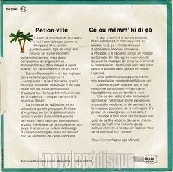 [Pochette de Petion-ville (Philippe D’HUY) - verso]