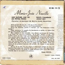 [Pochette de Une guitare, une vie (Marie-Jose NEUVILLE) - verso]