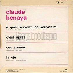 [Pochette de  quoi servent les souvenirs (Claude BENAYA) - verso]