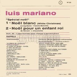 [Pochette de Spcial Nol (Luis MARIANO) - verso]