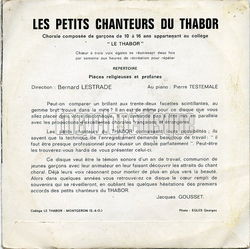 [Pochette de Le Thabor (Les PETITS CHANTEURS DU THABOR) - verso]