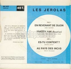 [Pochette de En revenant de Dijon (Les JEROLAS) - verso]