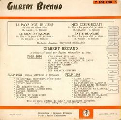 [Pochette de Le pays d’o je viens - N7 (Gilbert BCAUD) - verso]