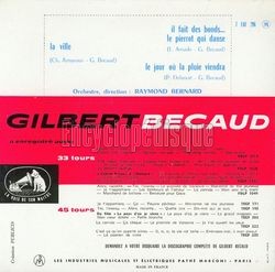 [Pochette de La ville - N11 (Gilbert BCAUD) - verso]